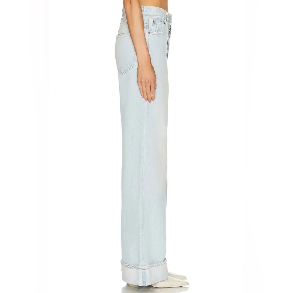NEW $278 Agolde Dame Jeans in Revive Light Blue Wide Leg Cuffed - Picture 3 of 4